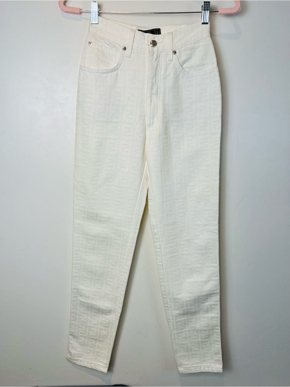 Vintage Fendi Zucca FF White Monogram pants 26